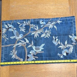 Pottery Barn Decorative Denim Pillow cover w/ Embroidered Bird & Floral …